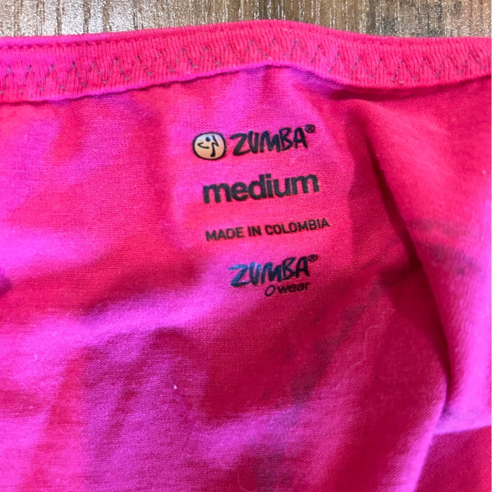 Zumba Fitness Pink Tank, camo cropped pant, camo shorts, light cardigan, fun top - Picture 12 of 14